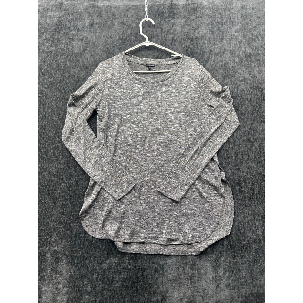 Hannah‎ Tunic Top Womens Small Heather Gray Knit Side Slit Round Hem Warm Wear